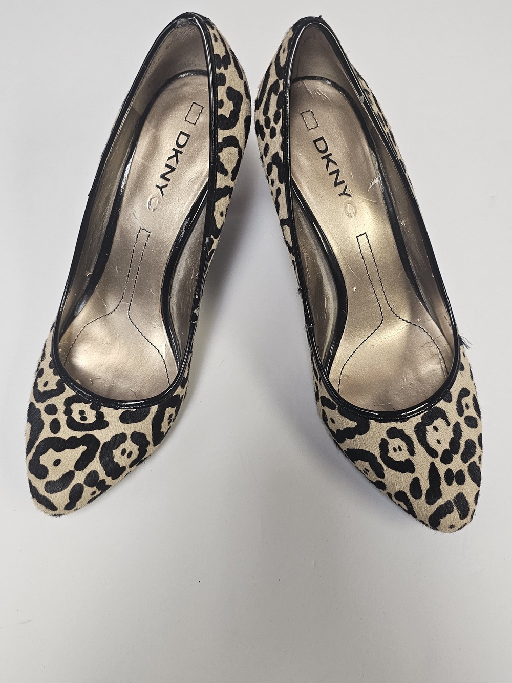 DKNY Leopard Print Pointed-Toe Pumps in Beige and Black